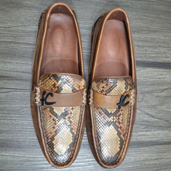 Franco Cuadra Mens Brown Python Suede Leather Driving Loafers Made in Mexico 9.5 - Picture 5 of 11